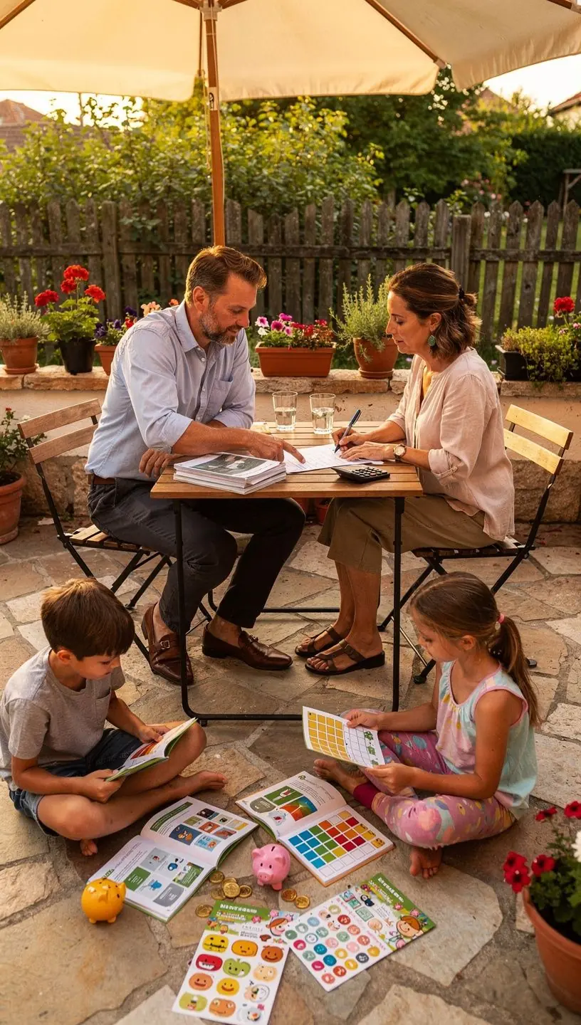 Számológép, pénzügyi dokumentumok és jegyzetek egy asztalon, személyes pénzügyek áttekintése közben.